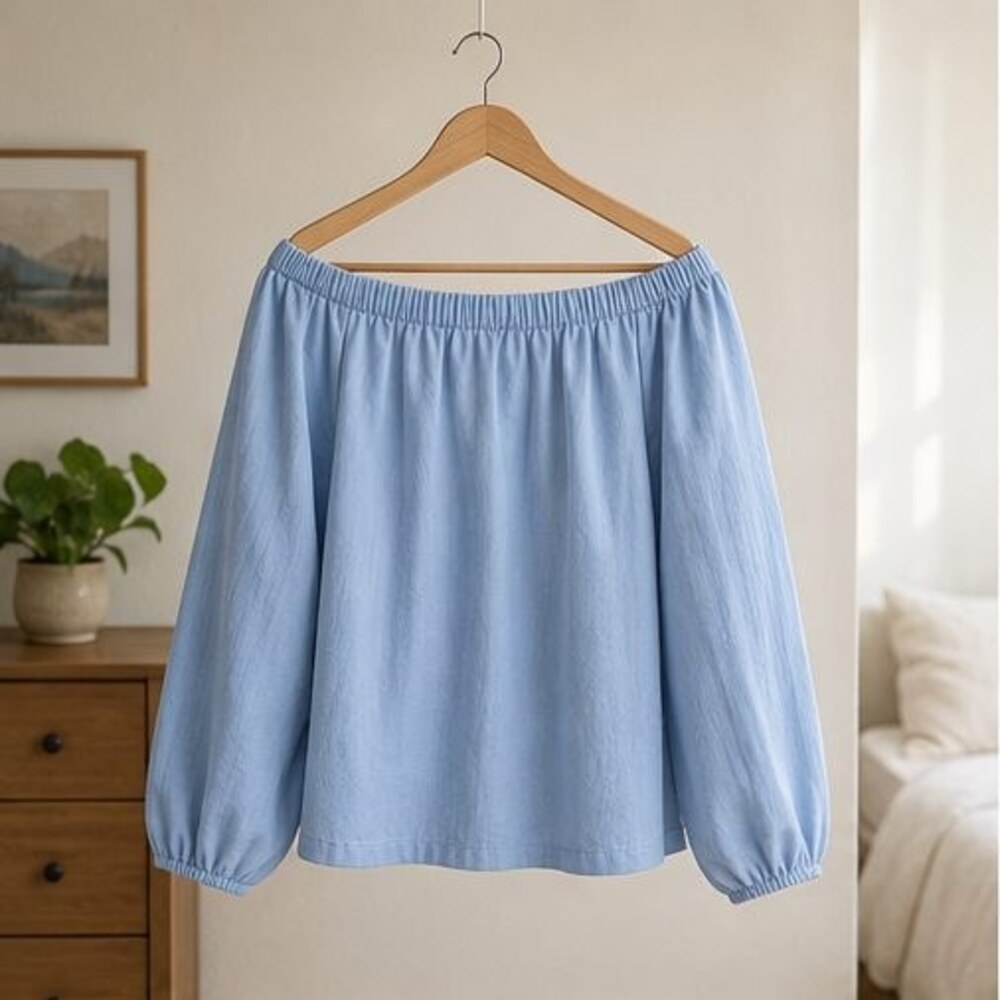 Powder Blue Off Shoulder Balloon Top